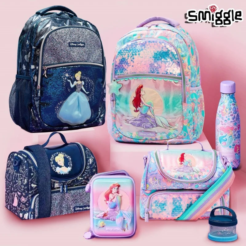 Genuine Disney Smiggle Australia Mermaid School Bag Children Stationery Student Pen Case Lunch Bag Backpack Children's Gift
