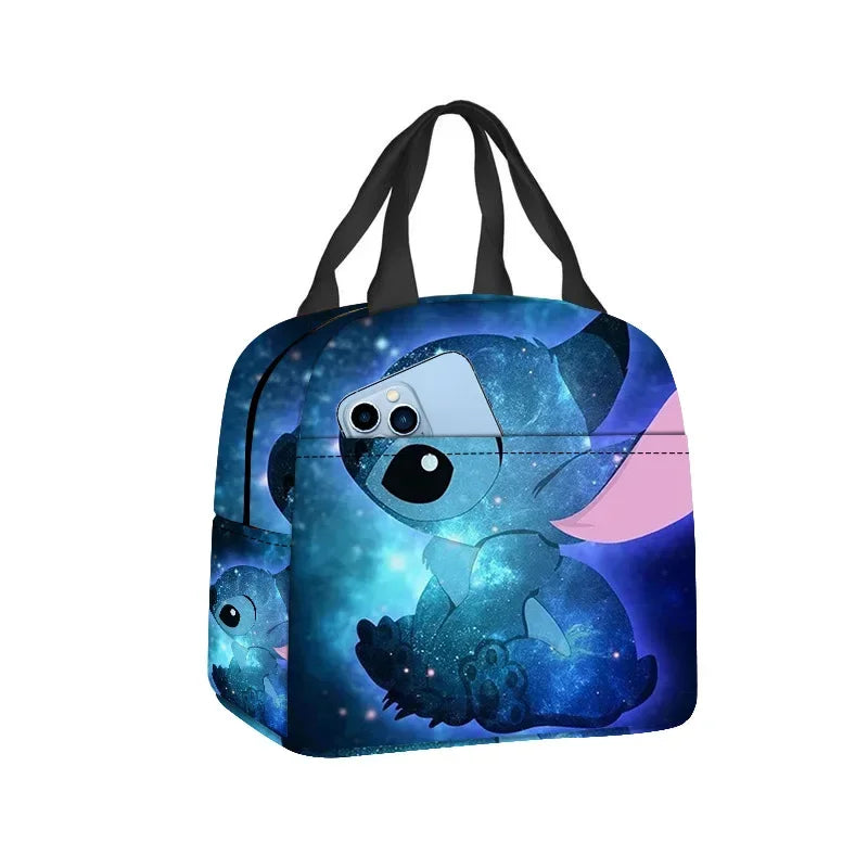 Disney Stitch Oxford Cloth Lunch Bag for Children Stitch Waterproof Insulated Outdoor Picnic Storage Box Cartoon Girls Handbag