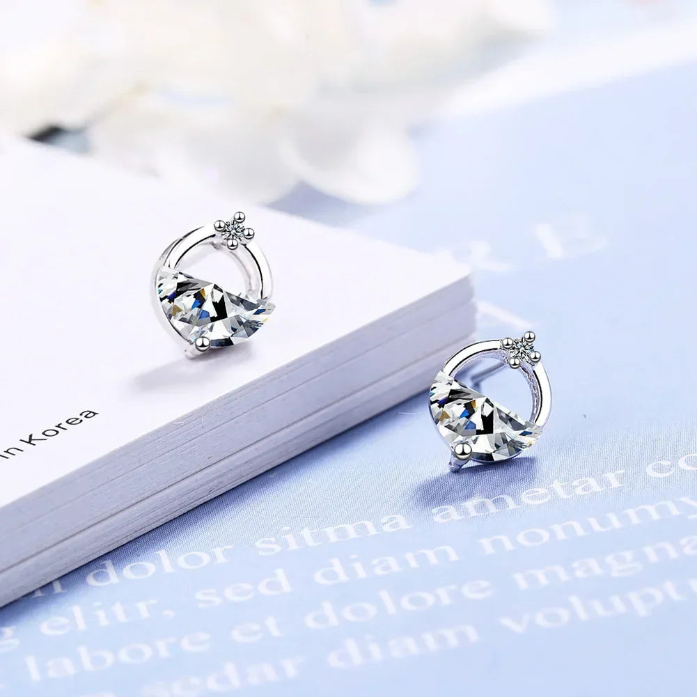 S925 Sterling Silver Blue Crystal Elegant Jewelry Sets For Women Wedding Earrings Necklaces Accessories