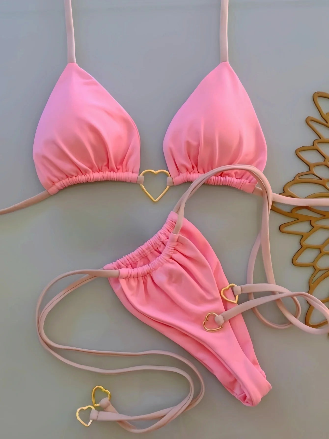 2024 New Sexy Low Waisted Bikini Set Swimsuit Female Swimwear Women Solid Strappy Beachwear Bathing Suits Brazilian biquini