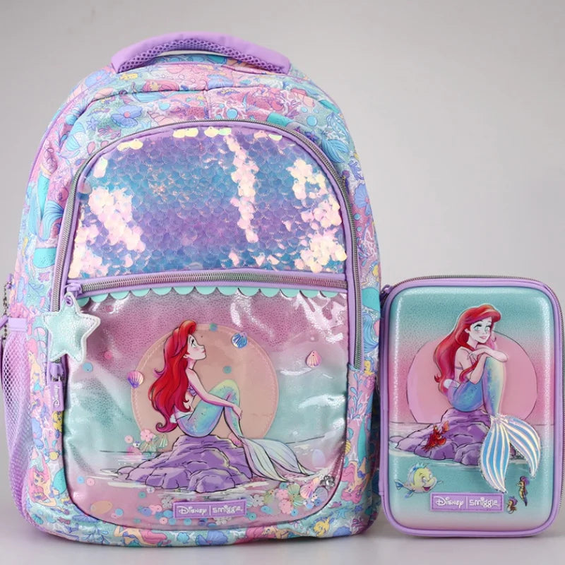 Genuine Disney Smiggle Australia Mermaid School Bag Children Stationery Student Pen Case Lunch Bag Backpack Children's Gift