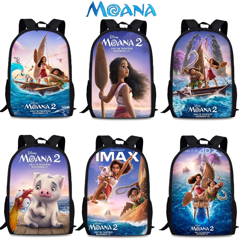 Disney Moana 2 Backpack for Students Anime Cartoon Fashion Schoolbags Boys Girls High-capacity Backpacks Fashion School Supplies