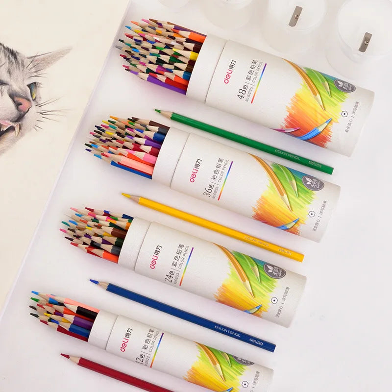 Deli Colored Pencils Set 12/24/36/48 Professional School Supplies Art Painting Drawing Sketch Infinite Colors Stationery Crayon